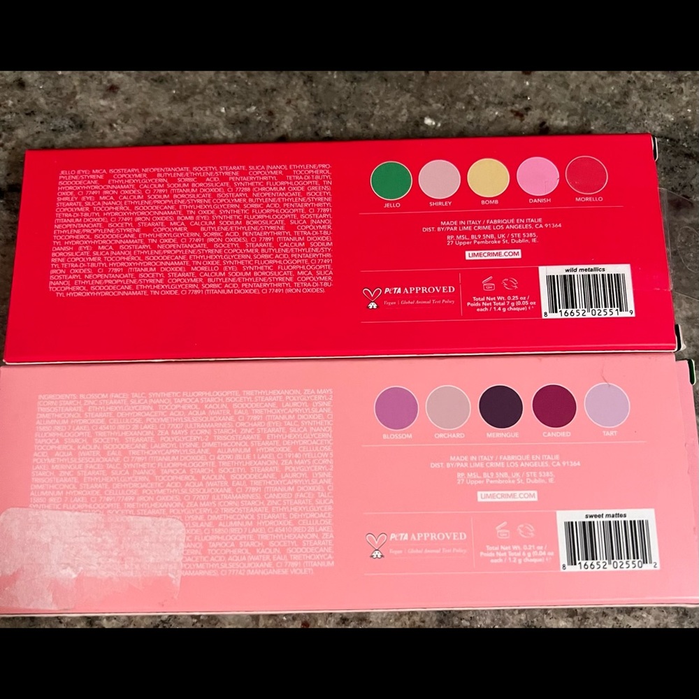 🔥SALE🔥 2 Lime Crime Wet Cherry Eye shadow Sweet Mattes/Wild Mettalics New - Picture 3 of 6